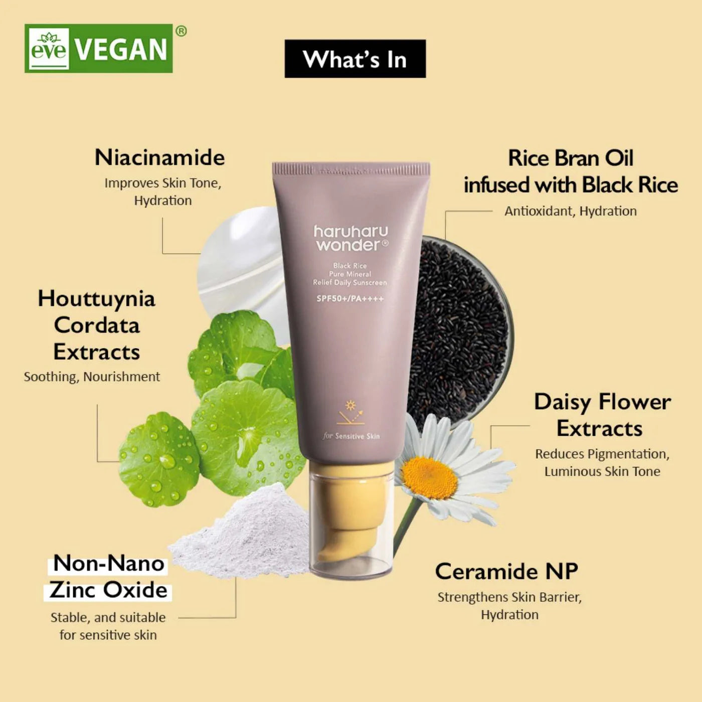 Haruharu Black Rice Pure Mineral Relief Daily Sunscreen SPF50+ PA++++