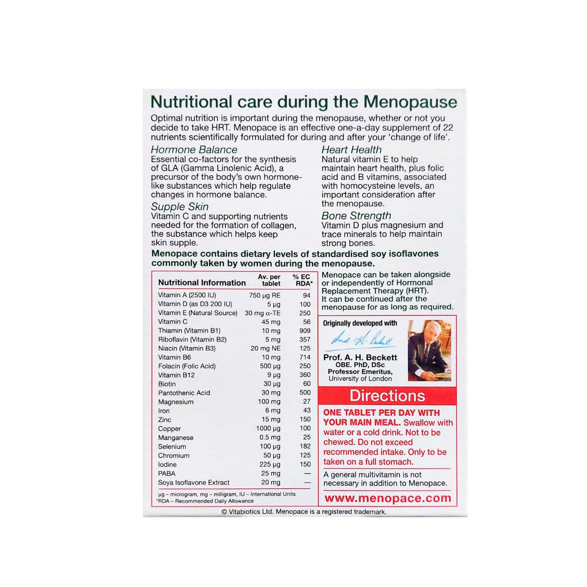 Vitabiotics Menopace Original 30 Tablets