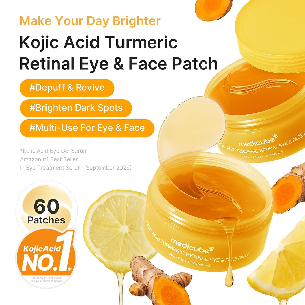Medicube Kojic Acid Turmeric Eye Patches - 60 pcs